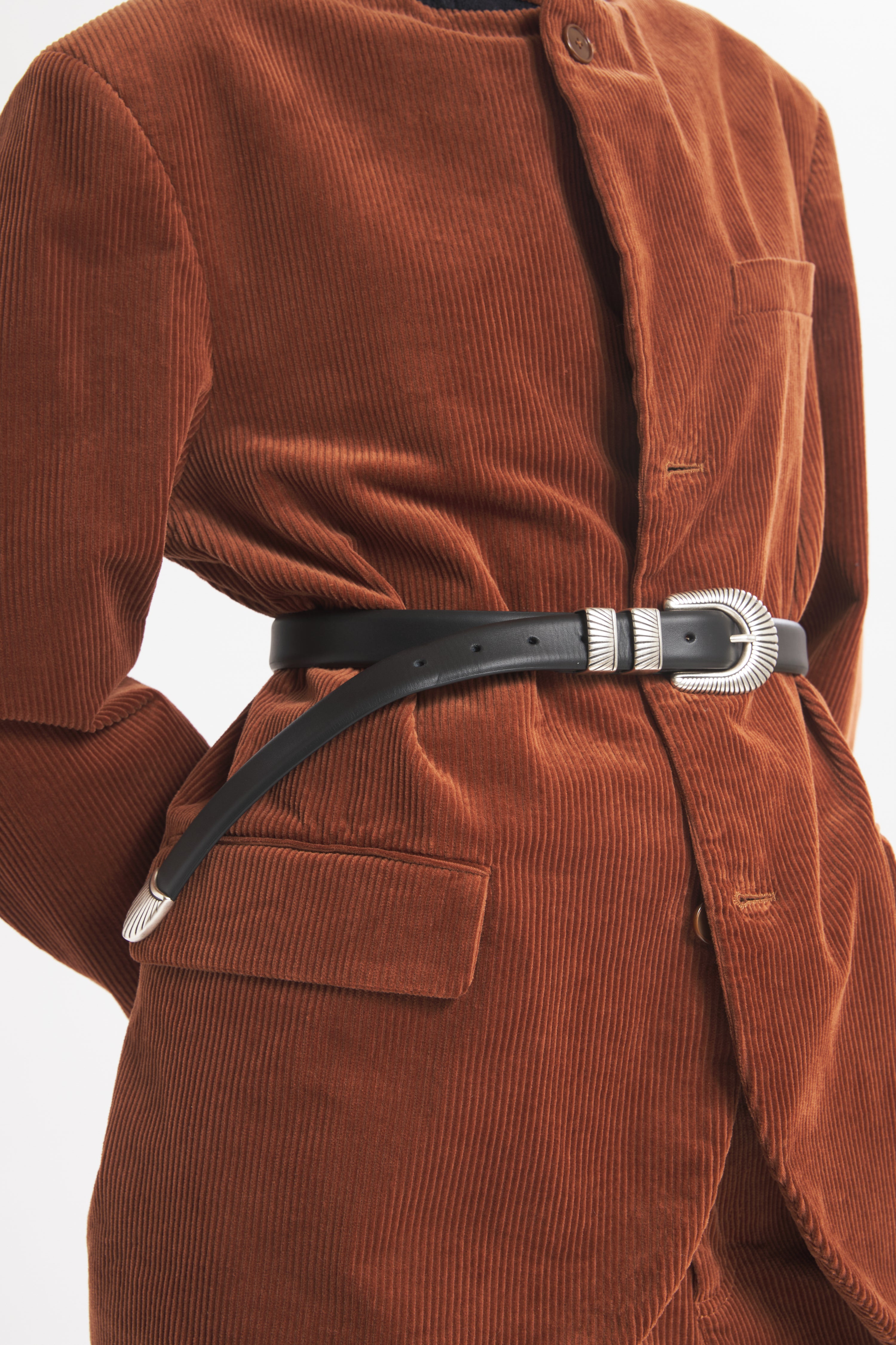 Belt Cinta Argento Pelle Nero
