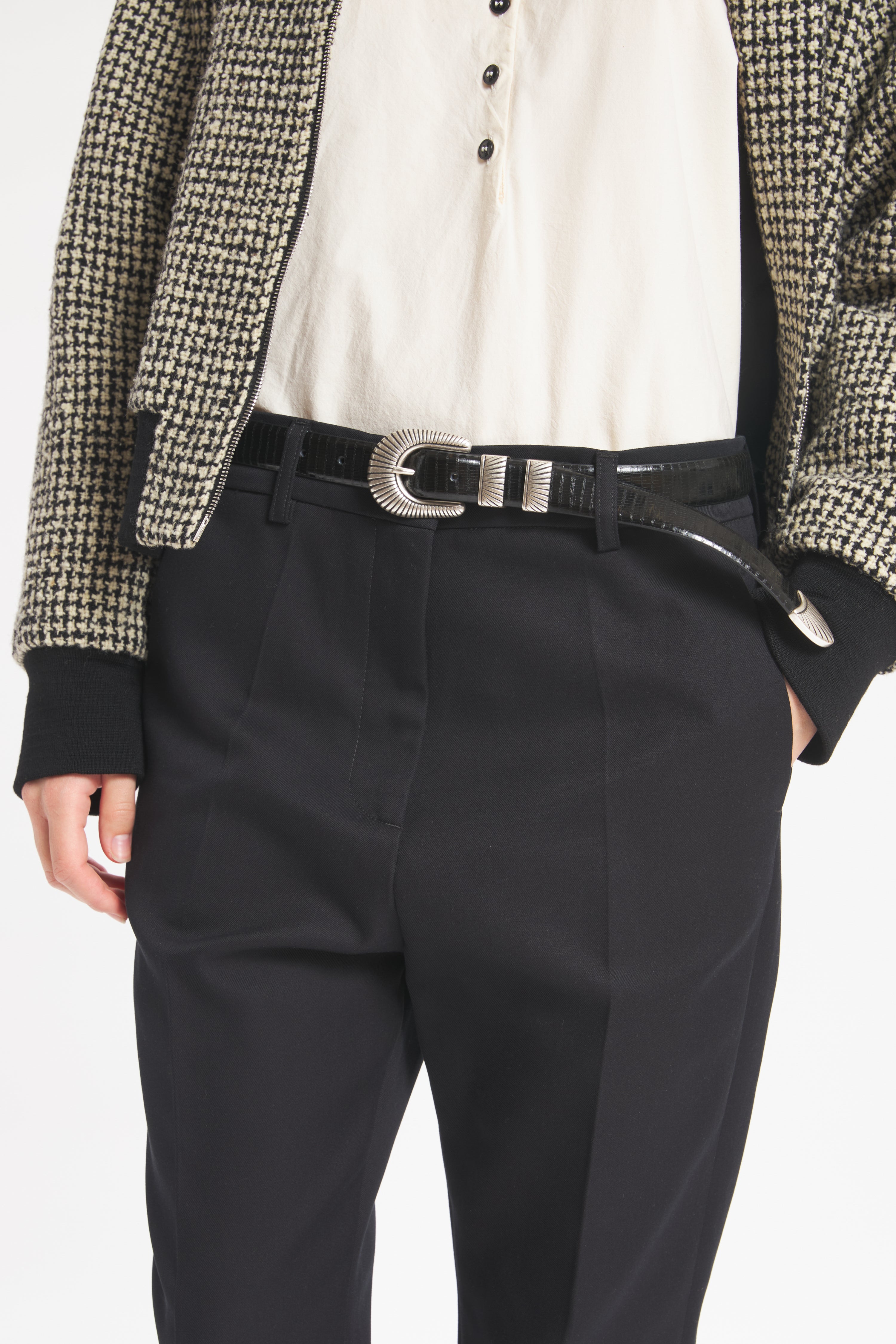 Belt Cinta Argento Cocco Nero