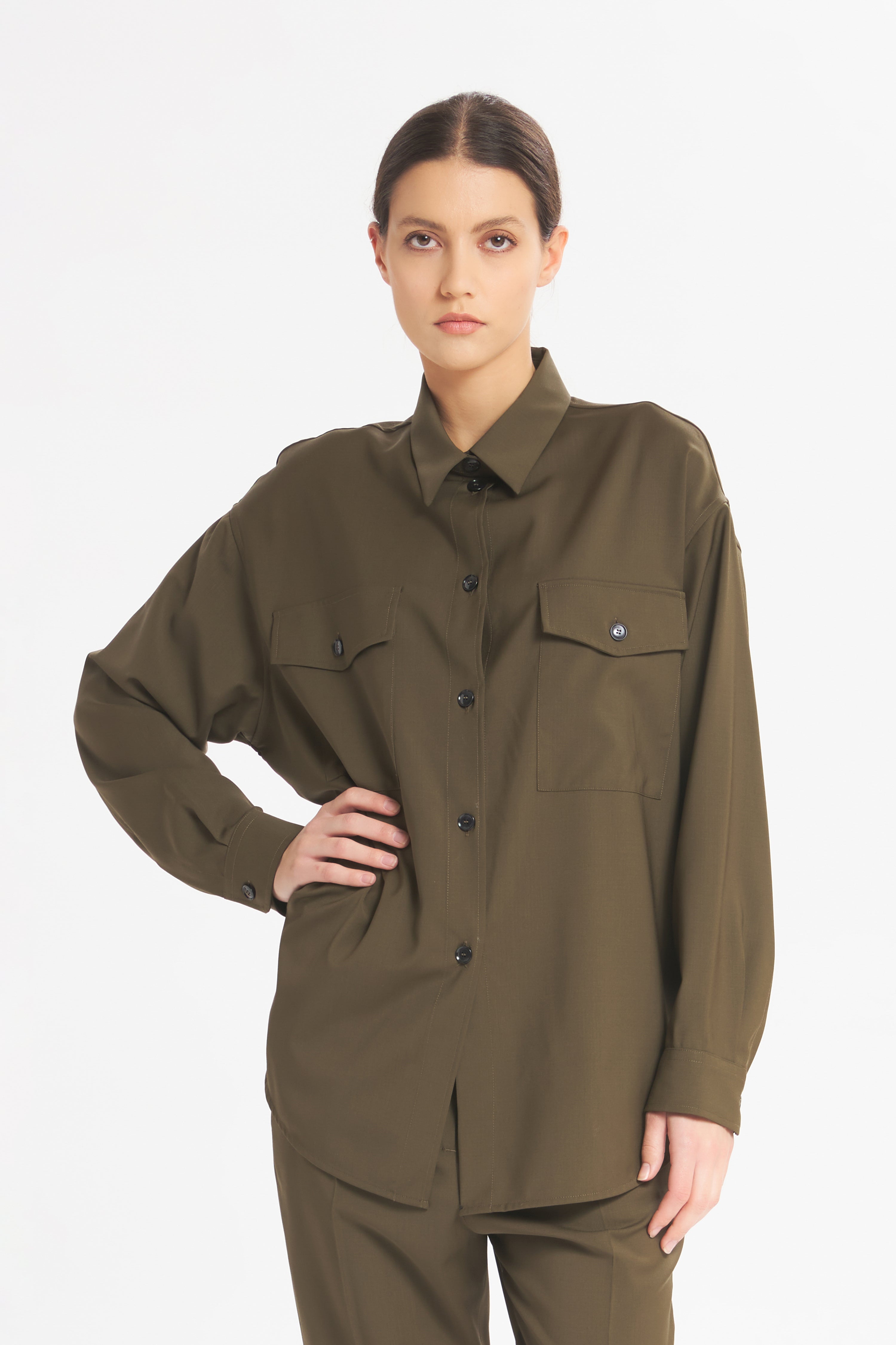 Overshirt Marcella Tropical Oliva
