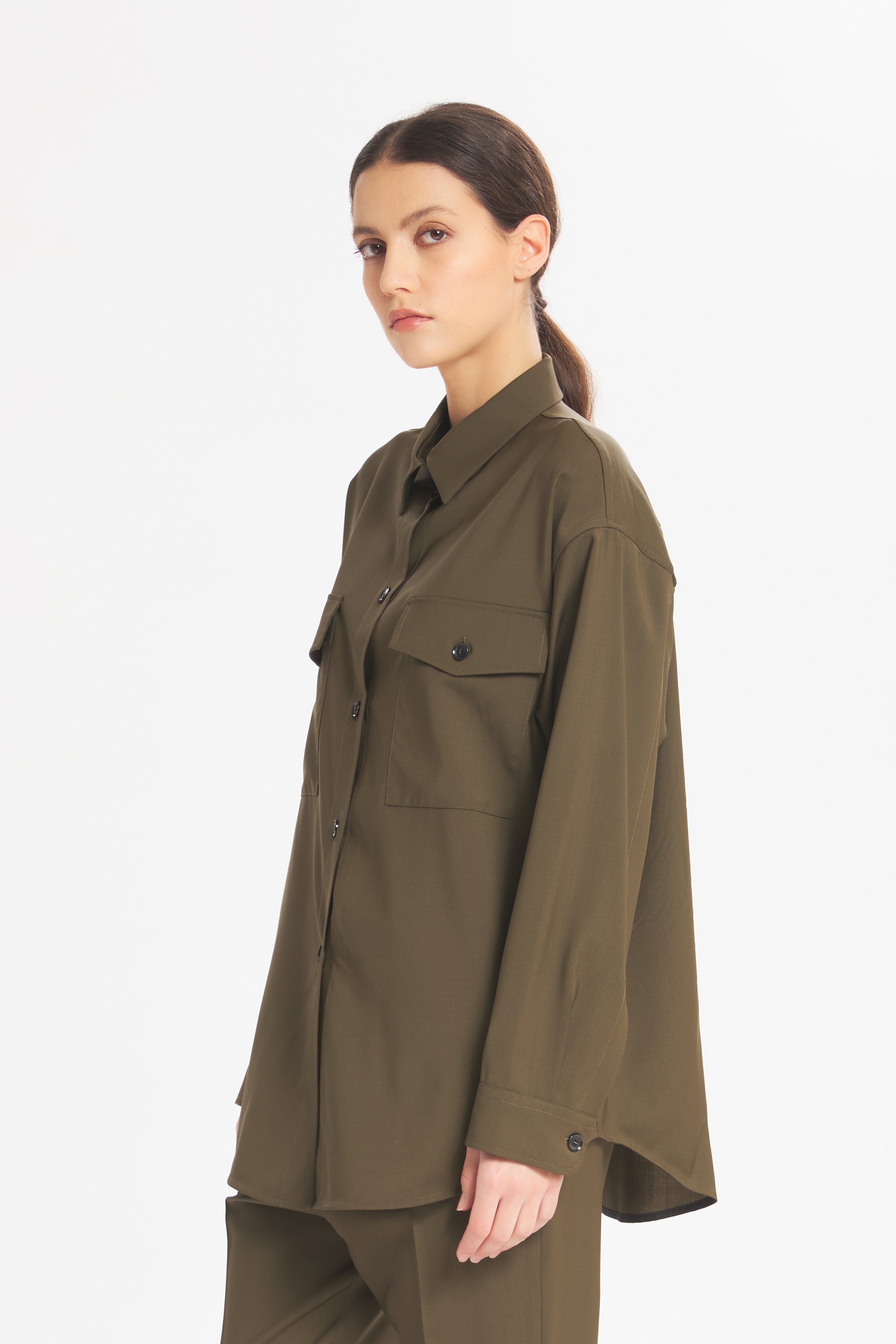 Overshirt Marcella Tropical Oliva