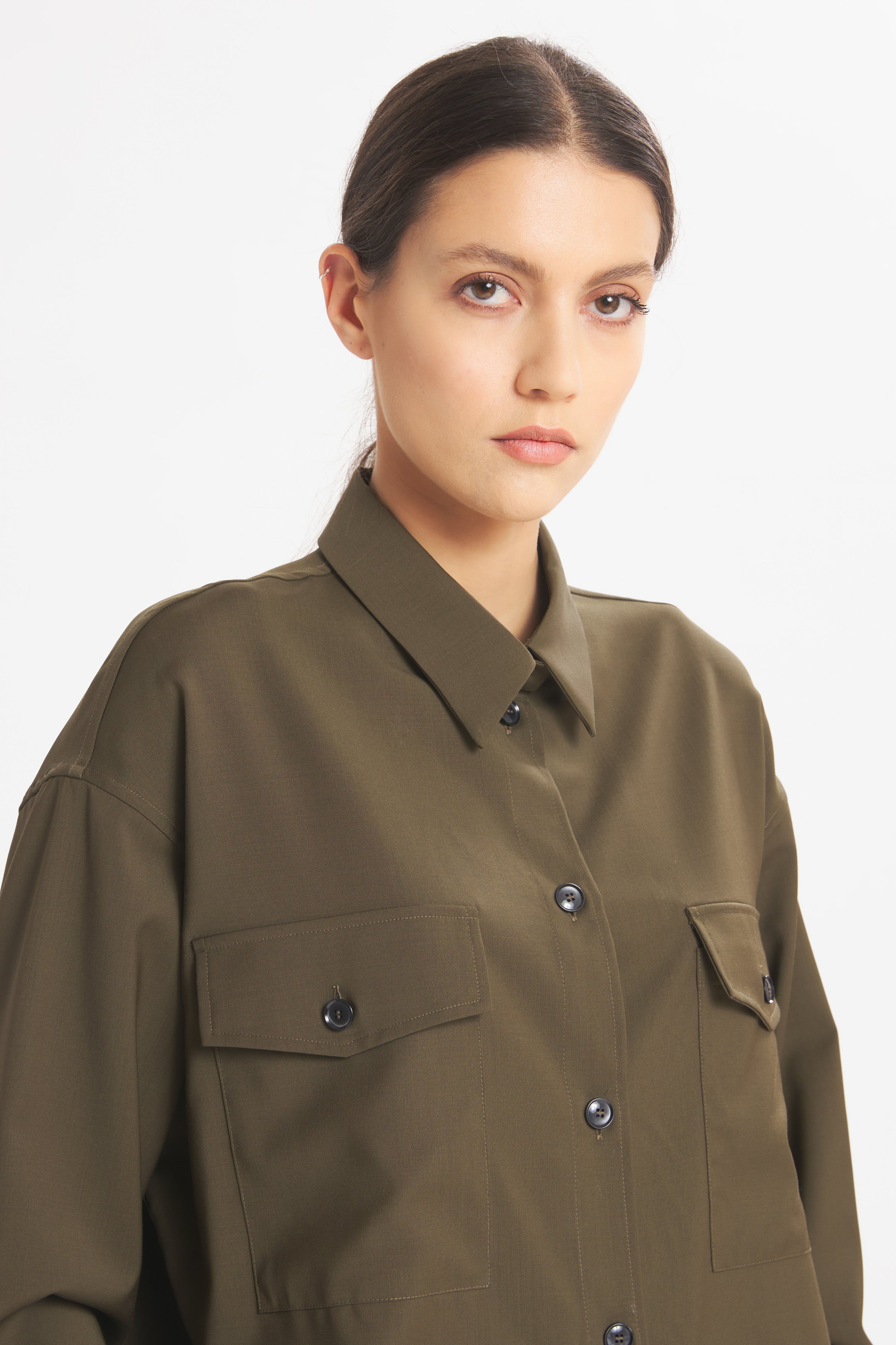 Overshirt Marcella Tropical Oliva