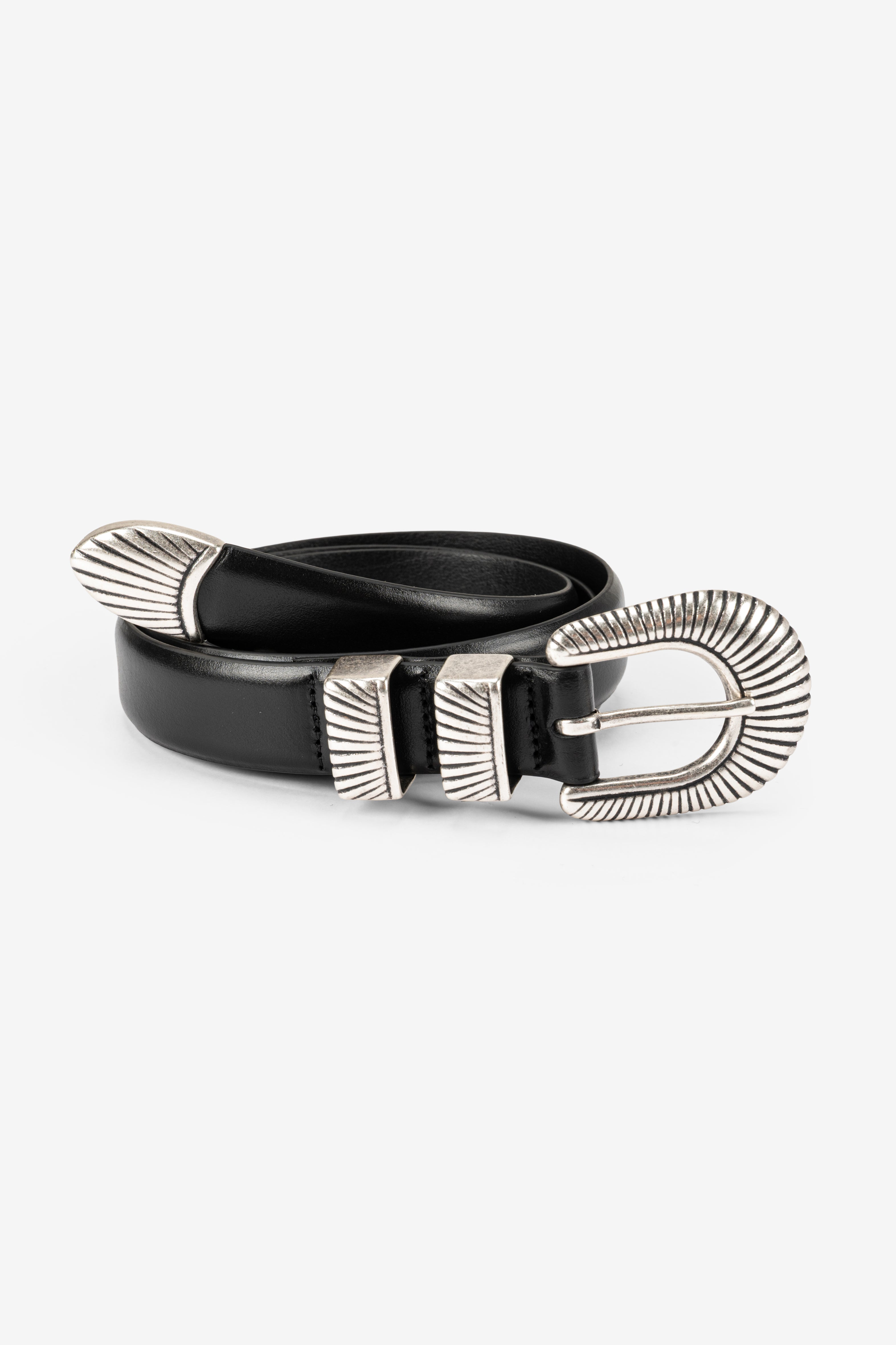 Belt Cinta Argento Pelle Nero